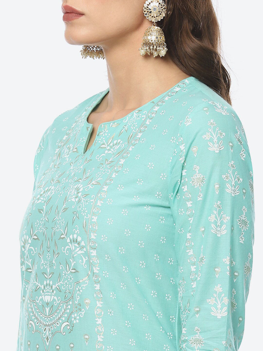 Biba Women Floral Printed Kurta with Trousers & Dupatta - Distacart