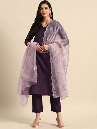 Sangria Regular Kurta with Trousers & Dupatta - Distacart