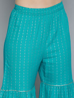 Thumbnail for HERE&NOW Floral Yoke Design Regular Beads and Stones Pure Cotton Kurta with Sharara - Distacart