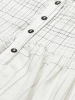 Thumbnail for Biba Women White & Black Striped Kurta with Trousers & Dupatta - Distacart