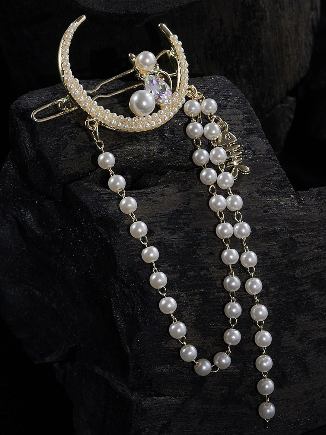 Panash Women Gold-Toned Embellished Bumpit Hair Pin - Distacart