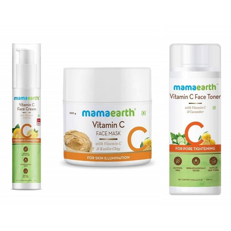 Mamaearth Vitamin C Face Cream + Face Mask + Face Toner Combo