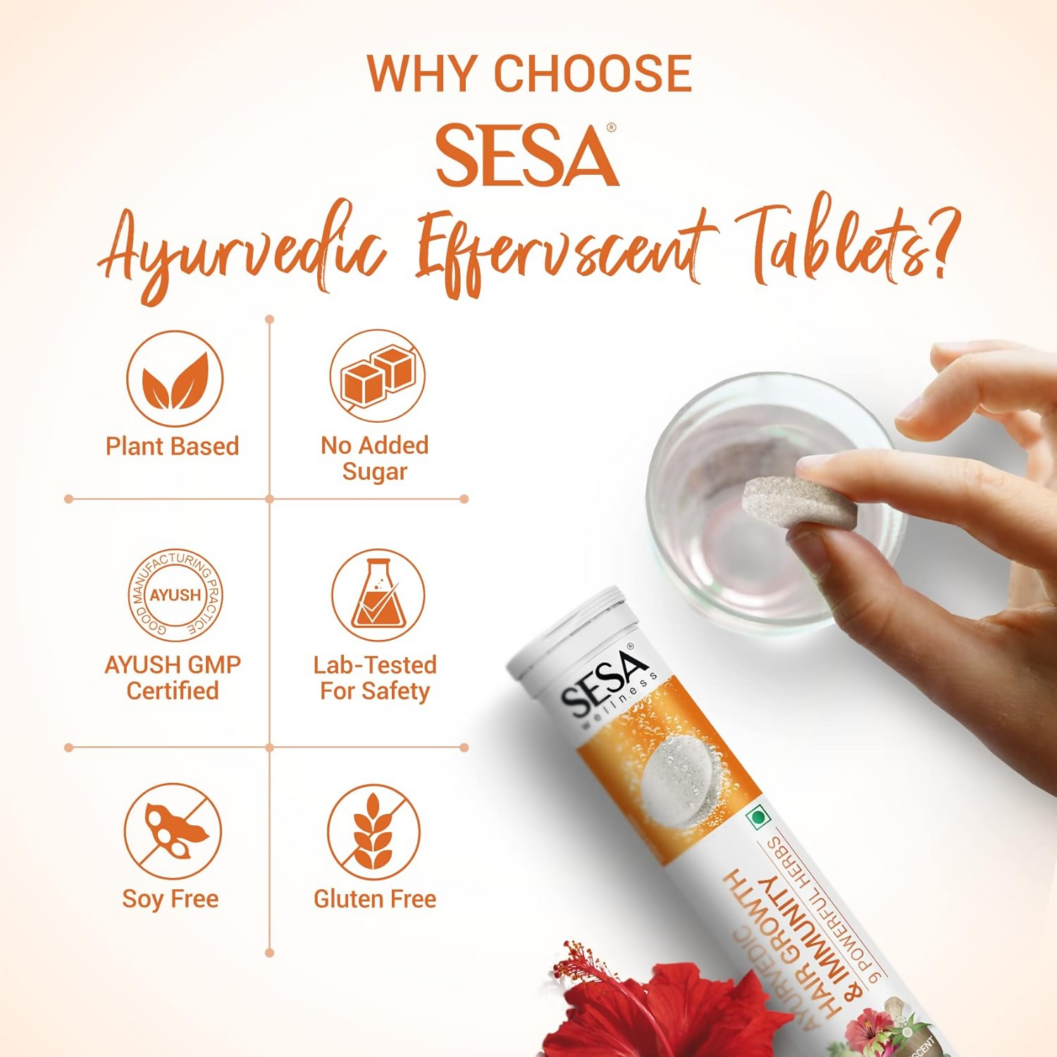 Sesa Ayurvedic Hair Growth & Immunity Effervescent Tablets - Distacart