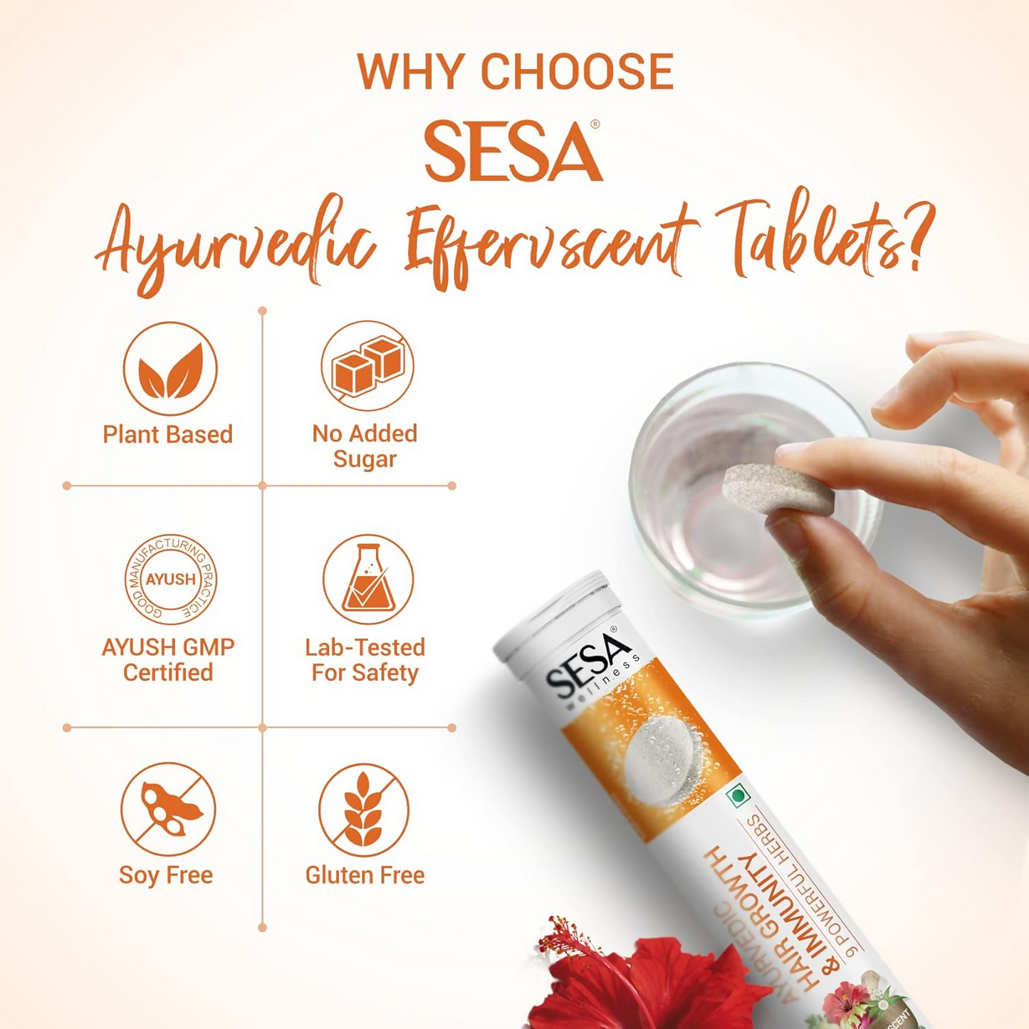 Sesa Ayurvedic Hair Growth & Immunity Effervescent Tablets - Distacart