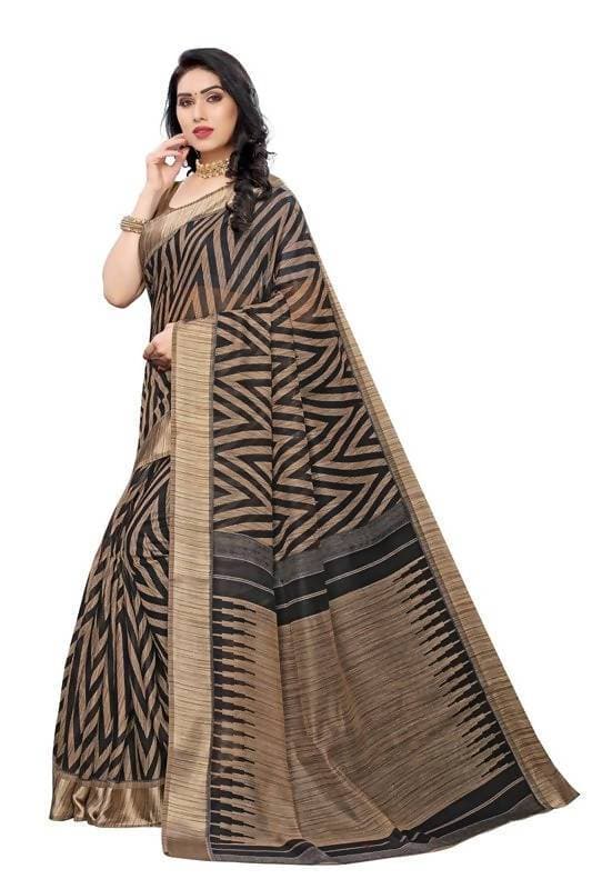 Vamika Black Linen Designer Saree (BEE BLACK)