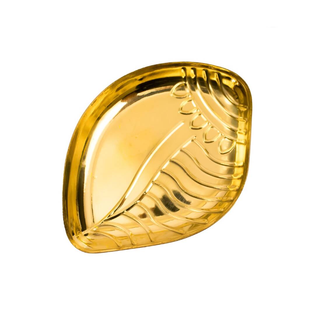 Spillbox Gold-Toned Brass Textured Sangu Thali Pooja Essential - Distacart