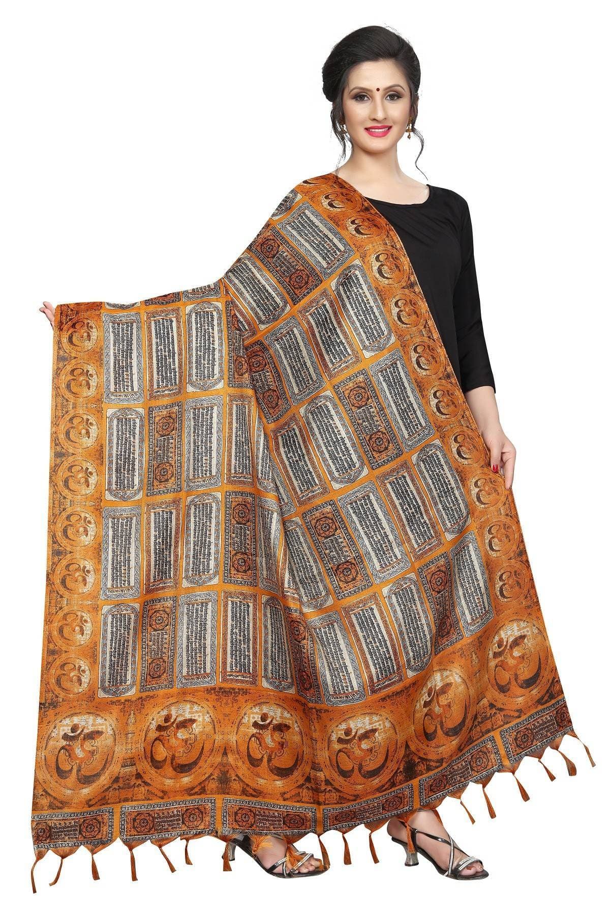 Vamika Mustard Printed Khadi Bhagalpuri Dupatta