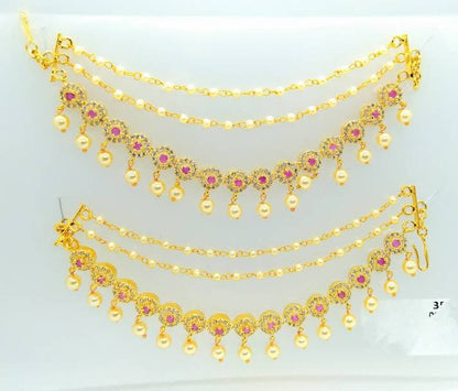 Ad Ruby Bridal Ear side chain Pair