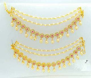 Ad Ruby Bridal Ear side chain Pair