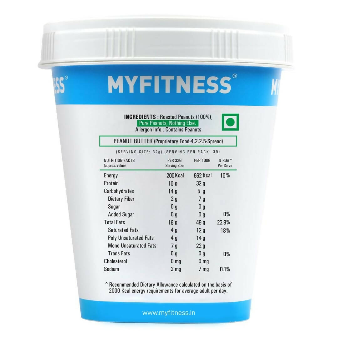 Myfitness All Natural Unsweetened Peanut Butter Crunchy - Distacart