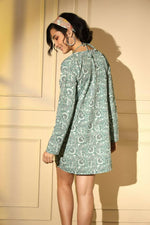 Thumbnail for Turquoise Blue Platinum Creap Printed Co-Sets - Femella - Distacart