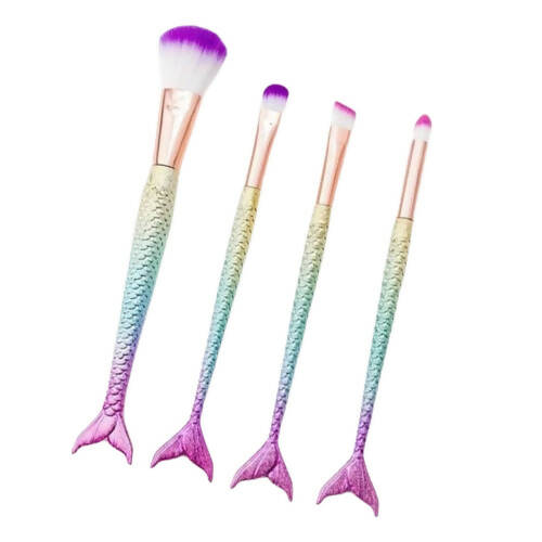 Buy of 4 Professional Mermaid Shaped Makeup Brushes Online at Best Price | Distacart