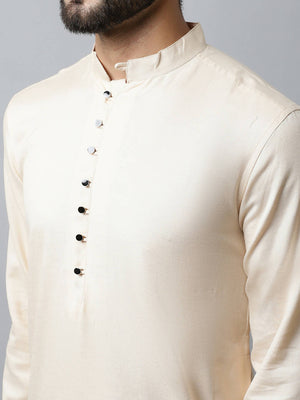 Even Apparels Cream Color Pure Cotton Men's Kurta With Side Placket (SLD1176) - Distacart