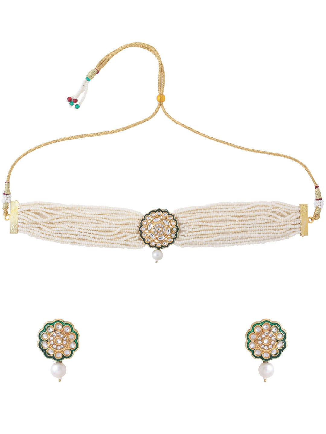 NVR Women Gold Plated Kundan Studded Jewellery Set - Distacart