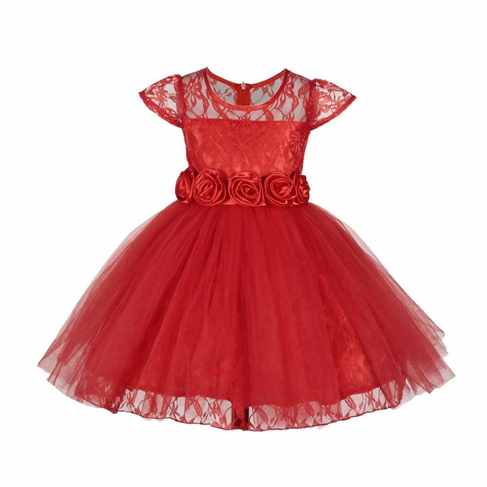 Asmaani Baby Girl's Red Color Satin A-Line Frock (As-Dress_22131) - Distacart