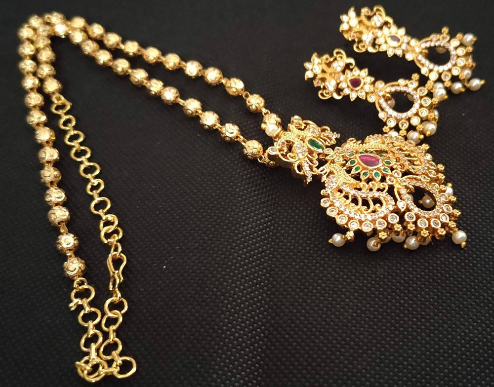 Multicolor Peacock Pendant Necklace Set - Distacart