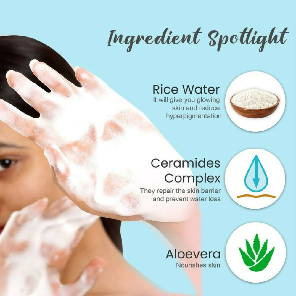 Glamveda Rice & Ceramide Glass Skin Face Wash - Distacart