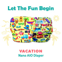 Thumbnail for Kindermum Nano Aio Cloth Diaper With 2 Organic Cotton Inserts- Vacation For Kids - Distacart