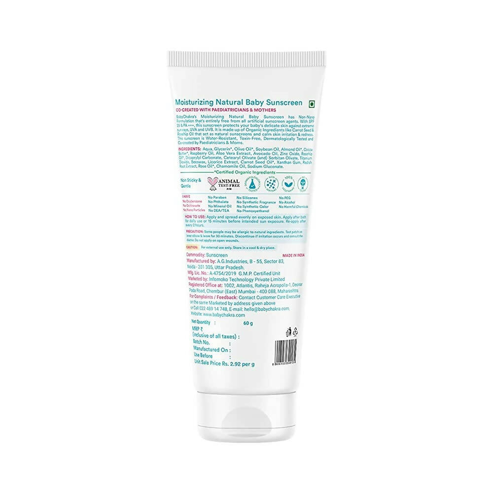 BabyChakra Moisturizing Natural Baby Sunscreen - Distacart