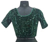 Vamika Bottle Green Velvet Sequence Blouse - Distacart