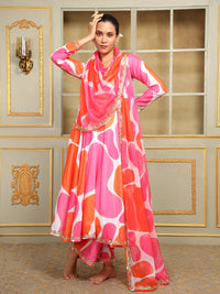 Thumbnail for Pomcha Jaipur Pink Saadgi Rangeen Anarkali Set - Distacart