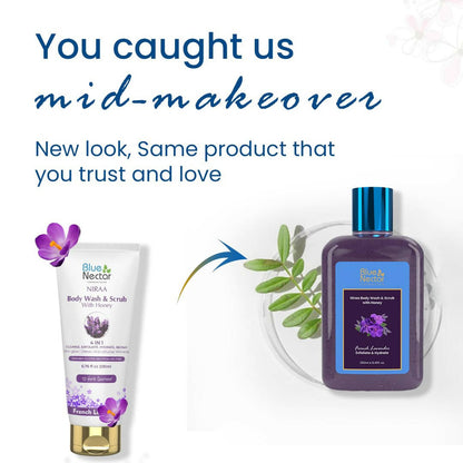 Blue Nectar Niraa Body Wash & Scrub with Honey - French Lavender - Distacart