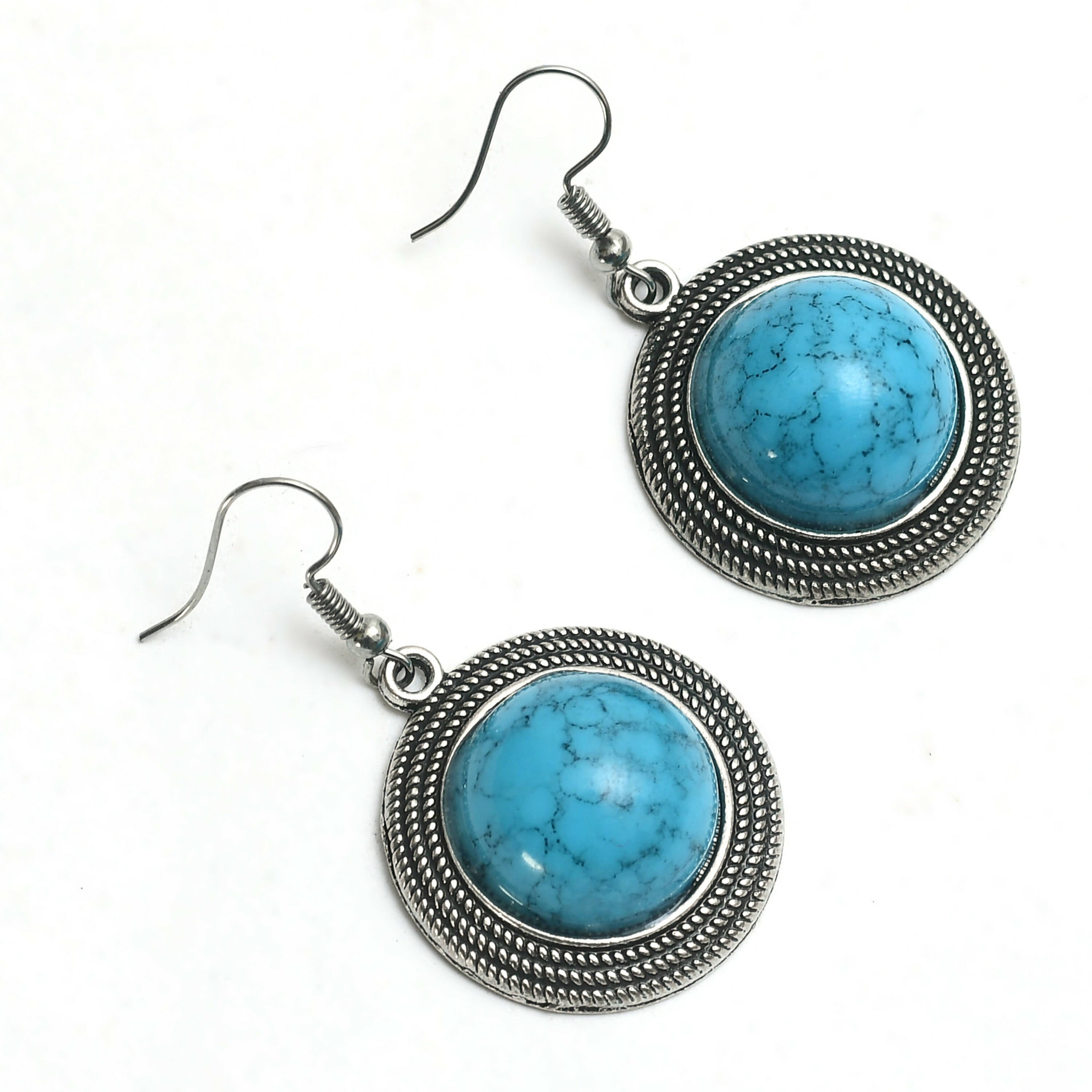 Mominos Fashion Johar Kamal Oxidised Silver-Plated Stone Work Long Necklace Handicraft Sky Blue - Distacart