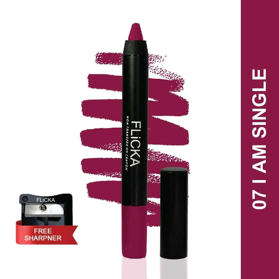 FLiCKA Lasting Lipsence Crayon Lipstick 07 I Am Single - Purple - Distacart