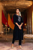 Juniper Women Navy Velvet Embroidered Straight Kurta Sets - Distacart