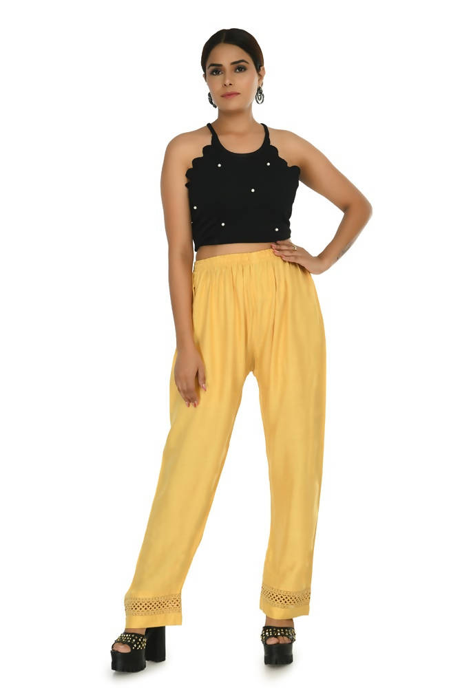 Mominos Fashion Moeza Reyon Cotton Golden Color Straight Work Palazzo