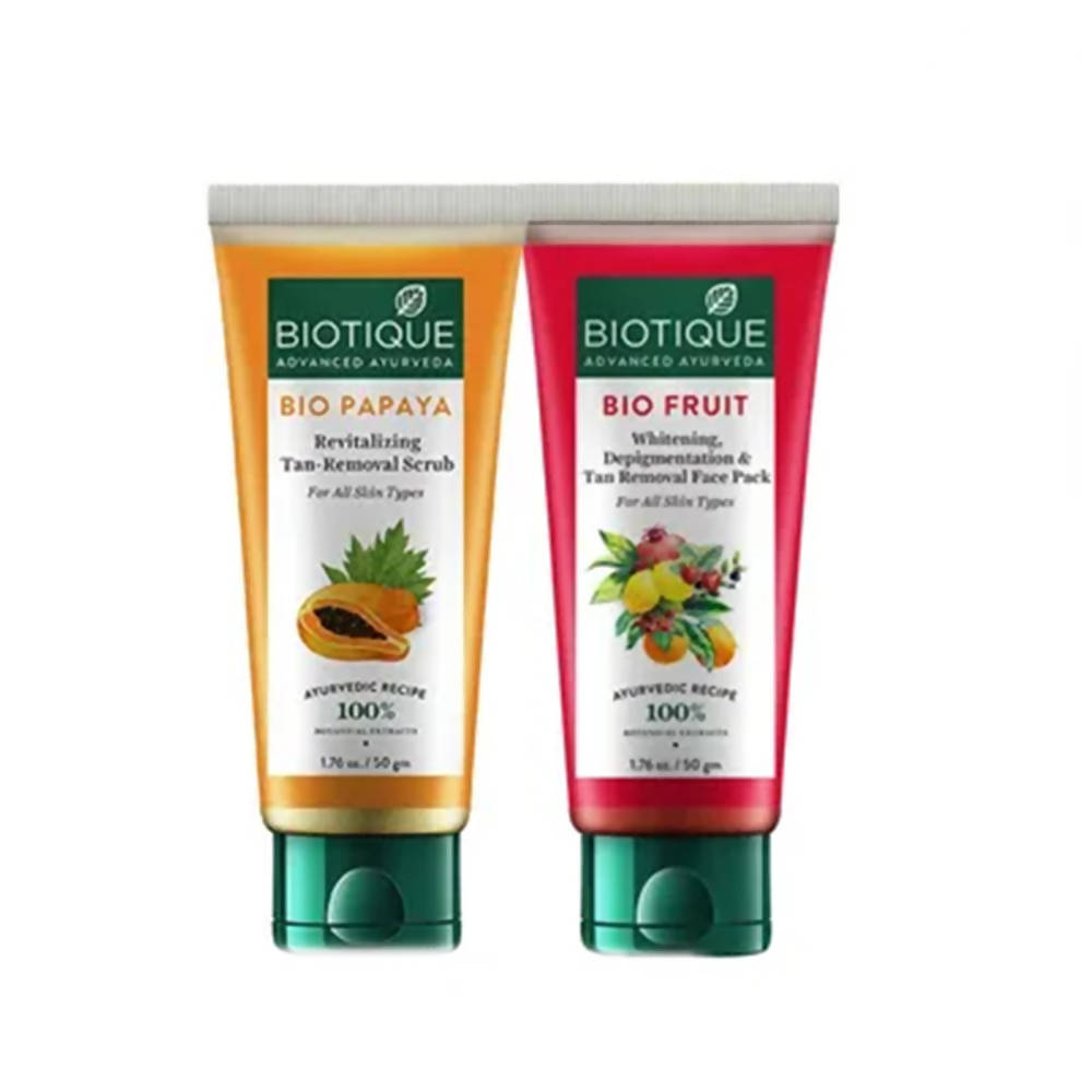 Biotique Advanced Ayurveda Bio Mini Scrub & Face Pack Combo For Whitening & Tan Removal - Distacart