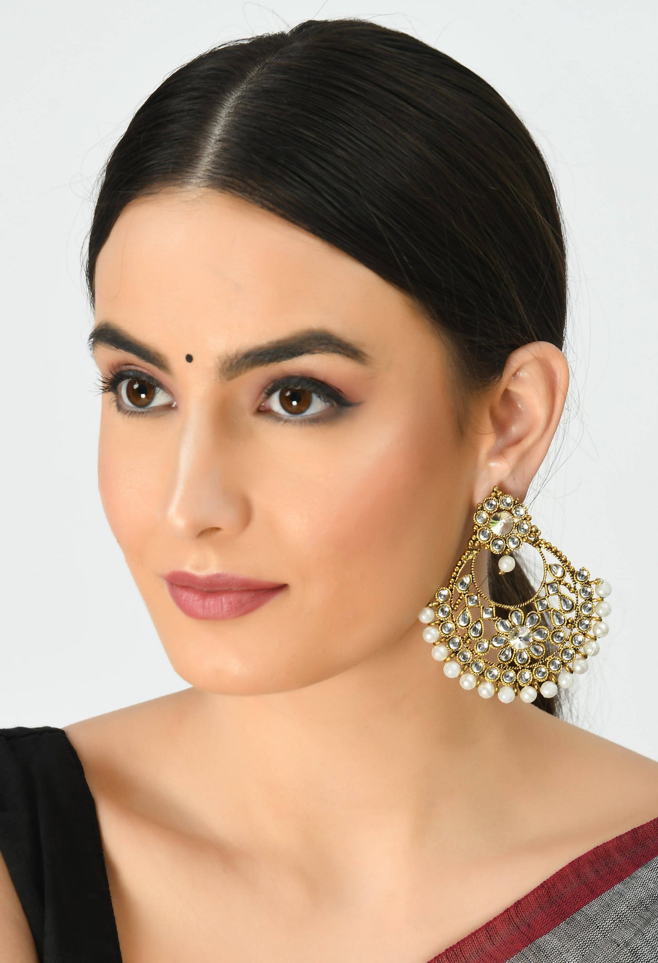 Mominos Fashion Johar Kamal Beautiful Golden And White Beaded Earrings - Distacart