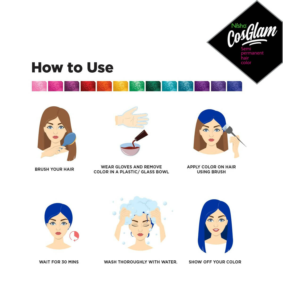 Nisha Cosglam Semi Permanent Hair Color 51 Wonder Blue - Distacart