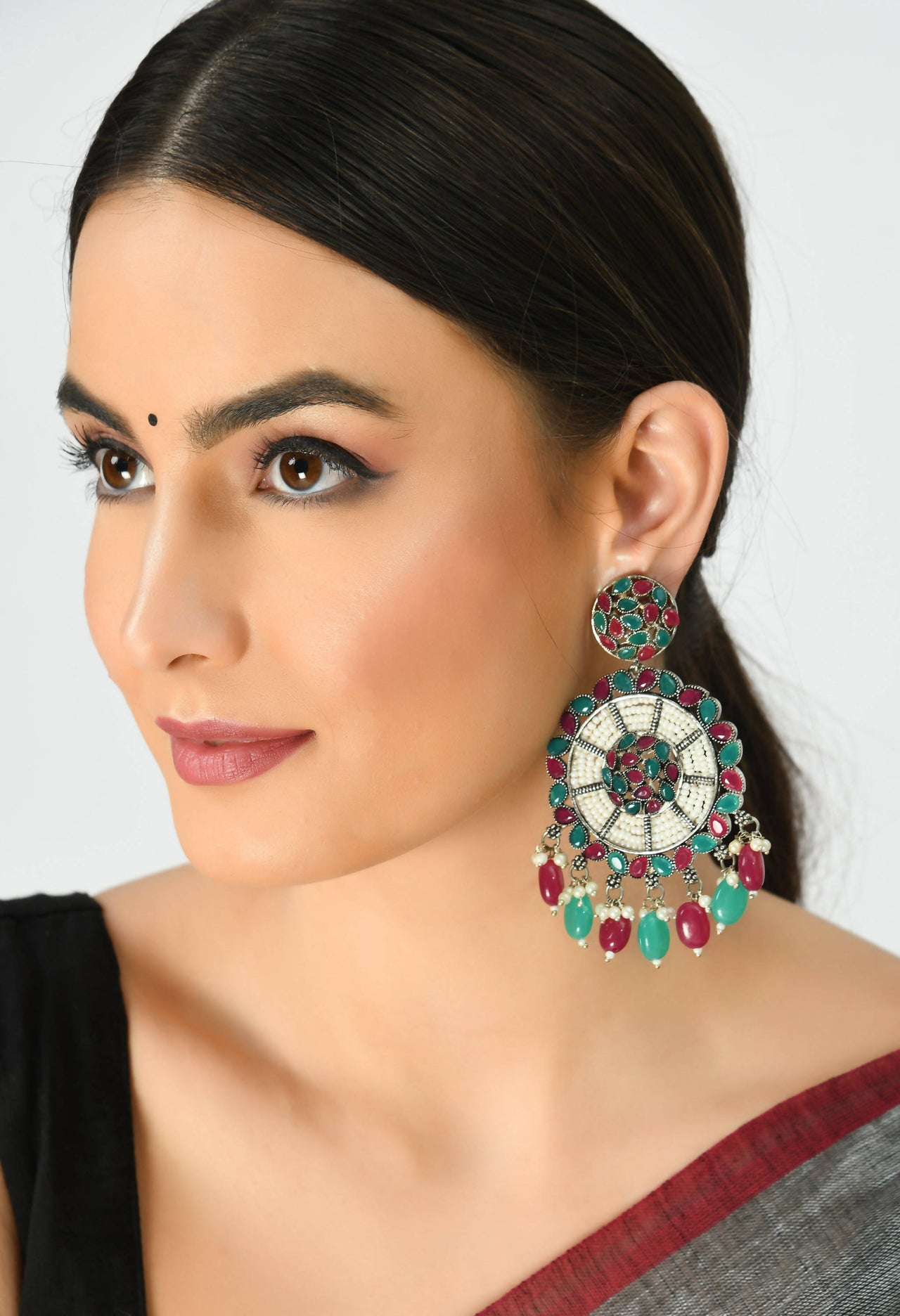 Mominos Fashion Johar Kamal Traditional Kundan & Pearls Earrings - Distacart