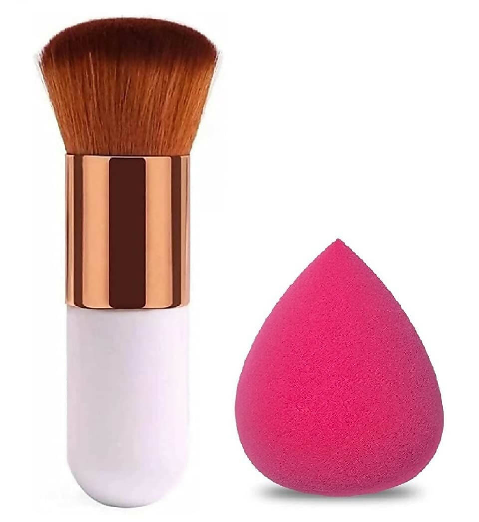 Favon Pack of 1 Foundation Cum Blush Brush and 1 Blender Puff - Distacart