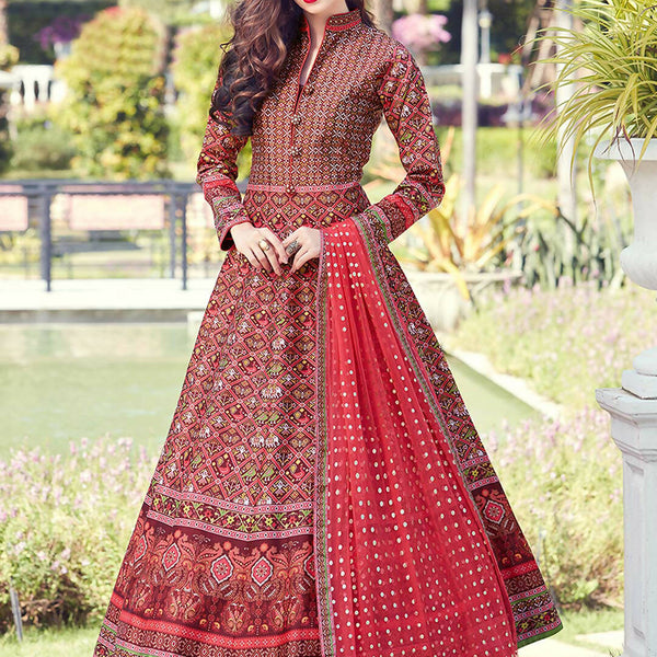 Partywear Designer Red Heavy Soft Killer Silk Salwar Suit - Anbazaar - Distacart