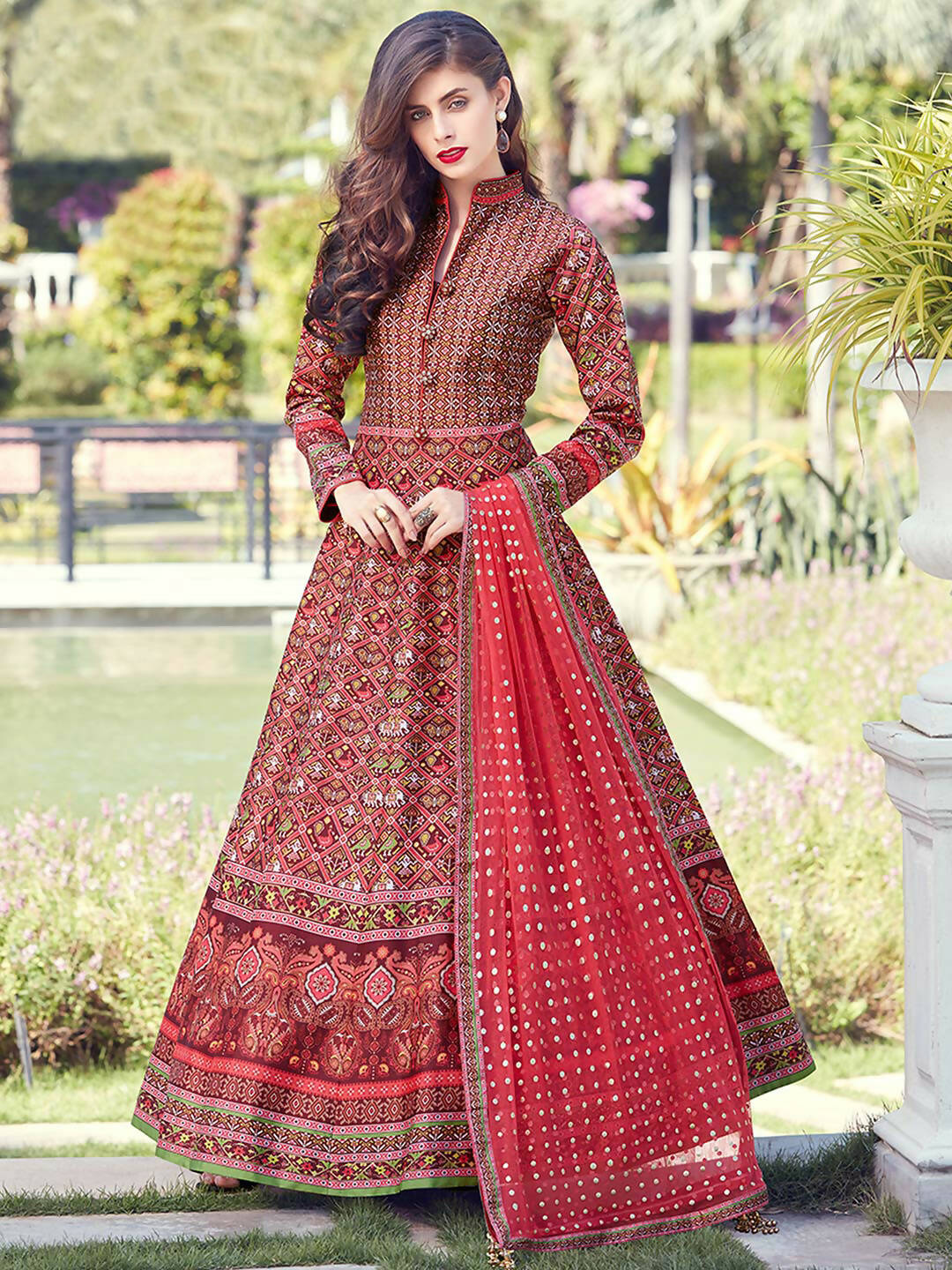 Partywear Designer Red Heavy Soft Killer Silk Salwar Suit - Anbazaar - Distacart