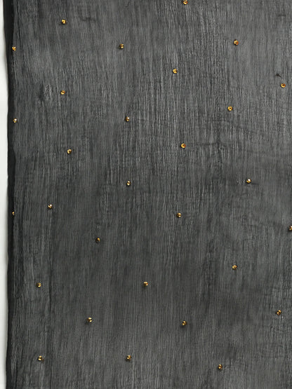 Rudra Bazaar Black Angrakha Style Flared Kurta with Pyjamas & Dupatta - Distacart