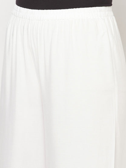 Aniyah Rayon Flared Slip-On White Palazzo