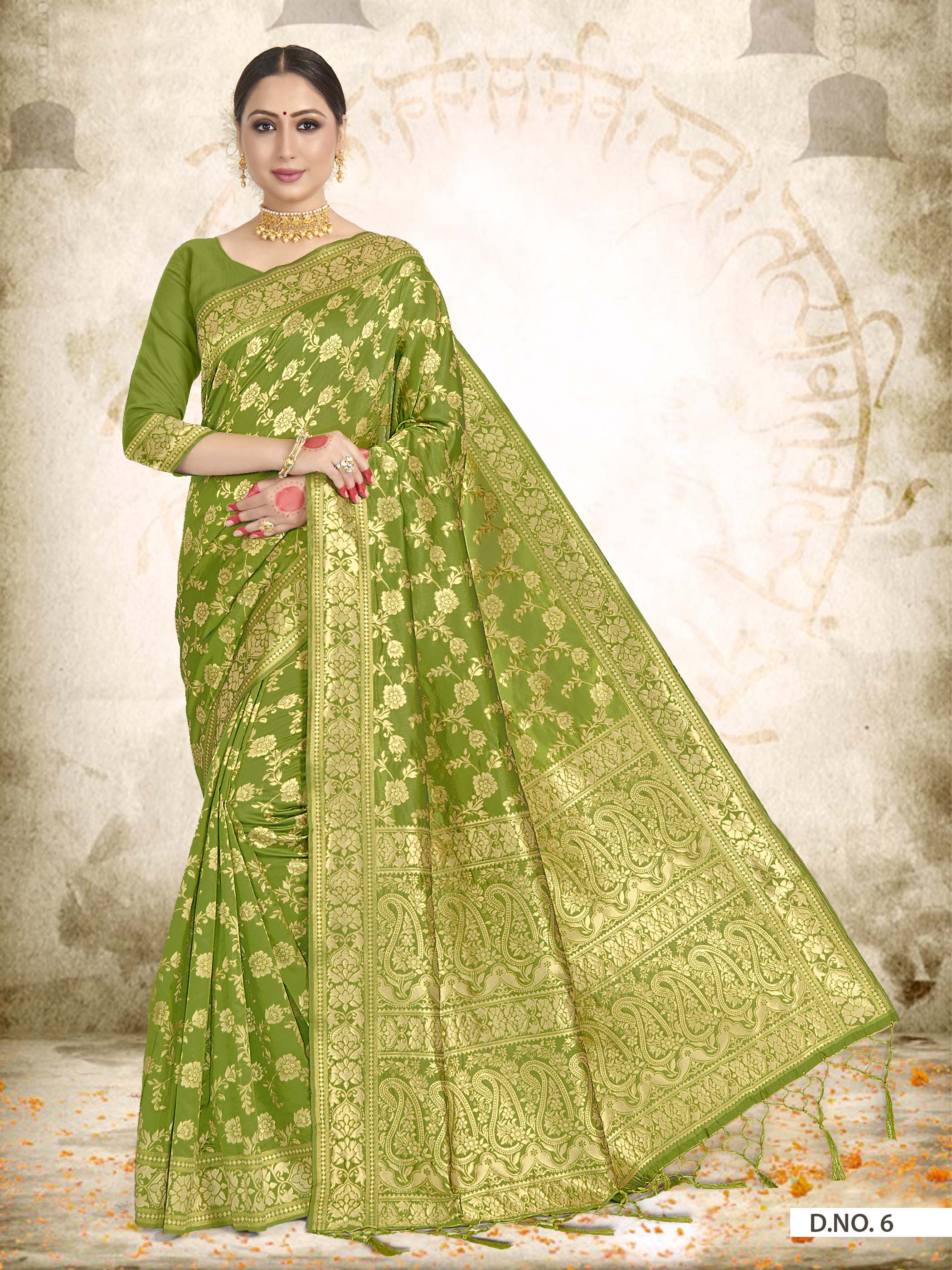 Vardha Kelly Green Woven Banarasi Saree