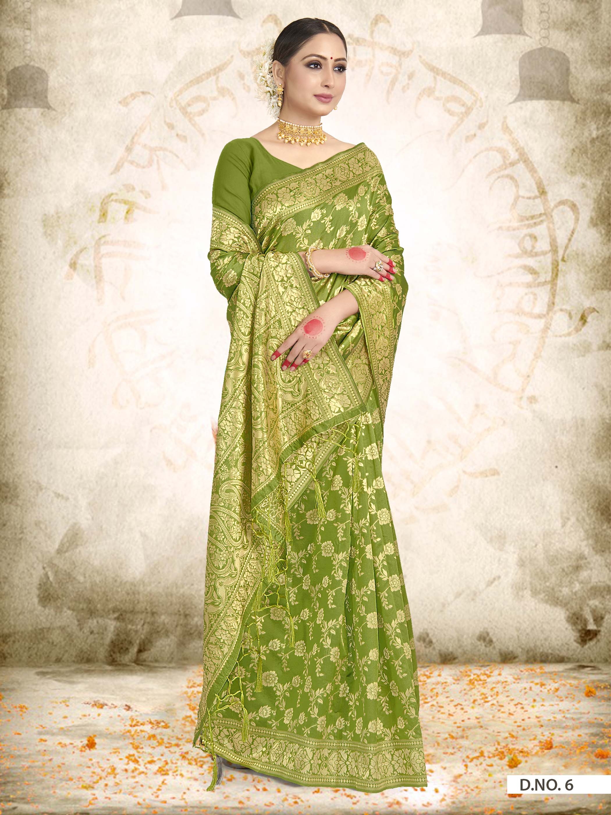 Vardha Kelly Green Woven Banarasi Saree