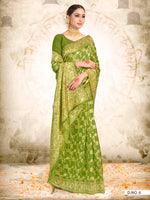 Thumbnail for Vardha Kelly Green Woven Banarasi Saree