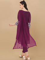 Thumbnail for HERE&NOW Floral Lucknowi Chikankari Embroidered Kurta with Trousers & Dupatta - Distacart