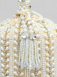 Thumbnail for Rubans White & Gold-Toned Embellished Potli Clutch - Distacart