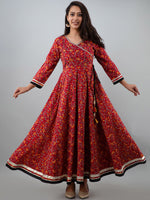 Thumbnail for Kalini Women Red Ethnic Motifs Printed Gotta Patti Cotton Anarkali Kurta - Distacart