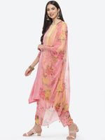 Thumbnail for Biba Women Yellow Floral Colourblocked Kurta with Trousers & With Dupatta - Distacart