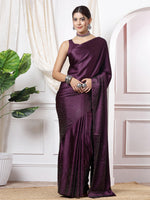 Thumbnail for Mitera Purple Embellished Sequinned Saree - Distacart