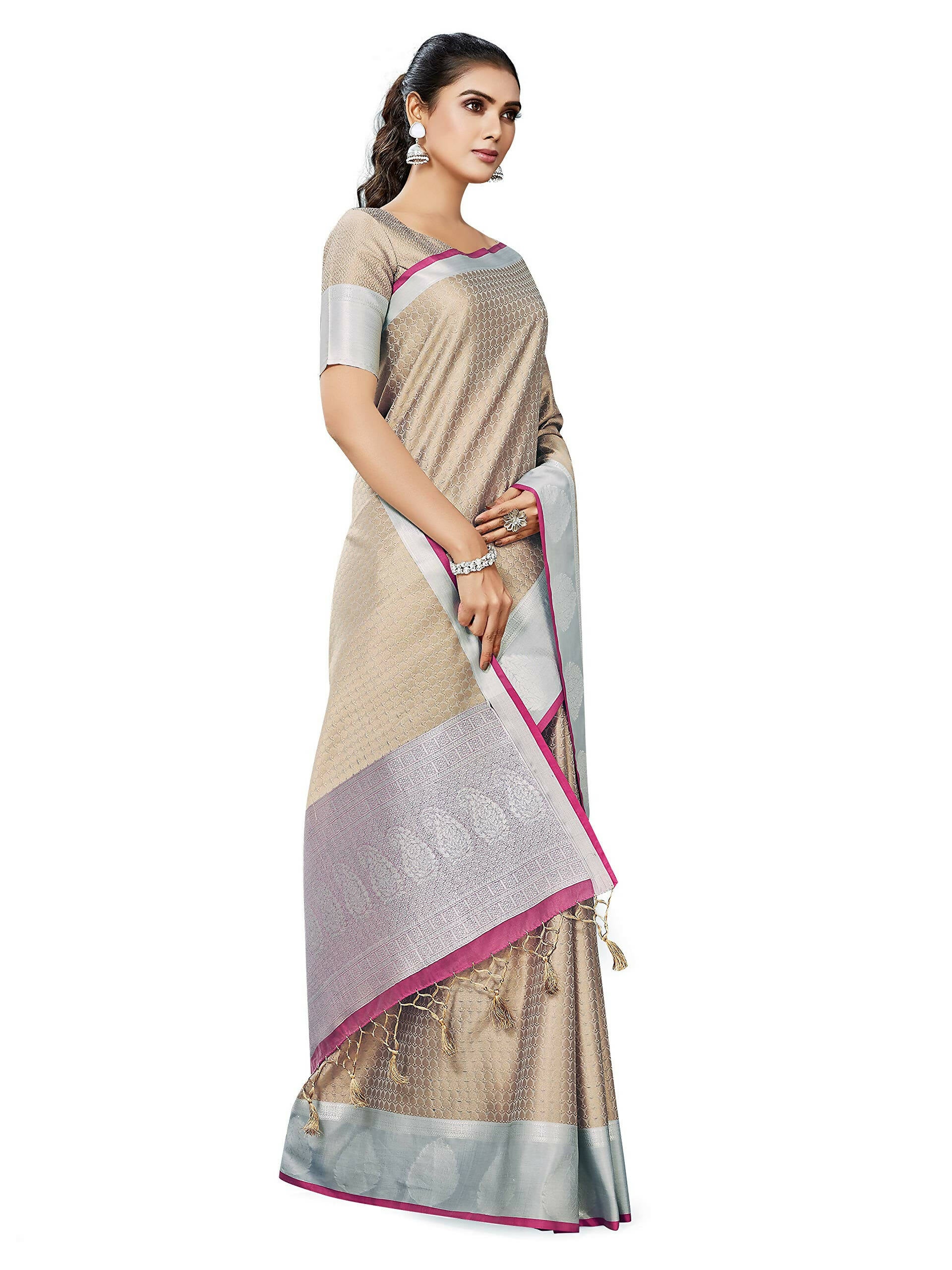 Mimosa Women's Banarasi Art Silk Brown Saree - Distacart