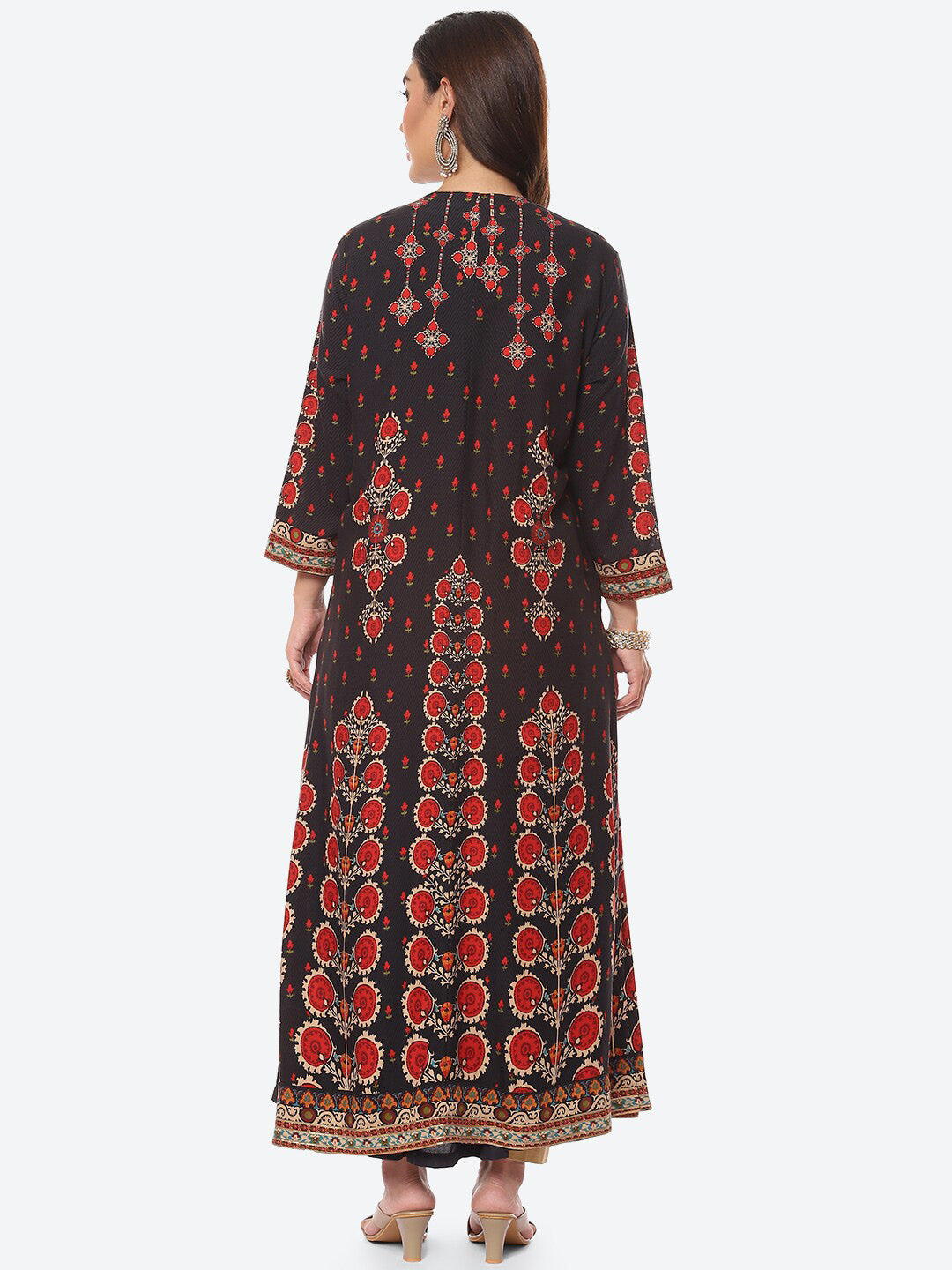 Biba Women Charcoal Solid Anarkali Kurta With Jackect - Distacart