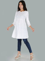 Thumbnail for Kalini Women White Cotton Embroidered Chikankari Kurta - Distacart